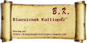 Blazsicsek Kalliopé névjegykártya